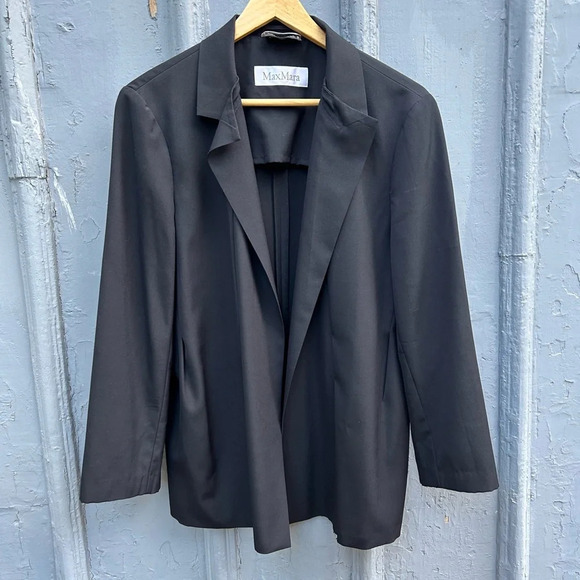 MaxMara Light Wool Black  Blazer, size 14 (European 44) - Picture 5 of 10
